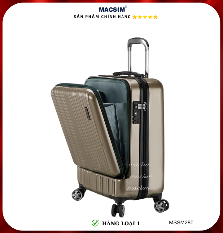Vali cao cấp Macsim Smooire MSSM280 cỡ 20 inch màu gold - Hàng loại 1