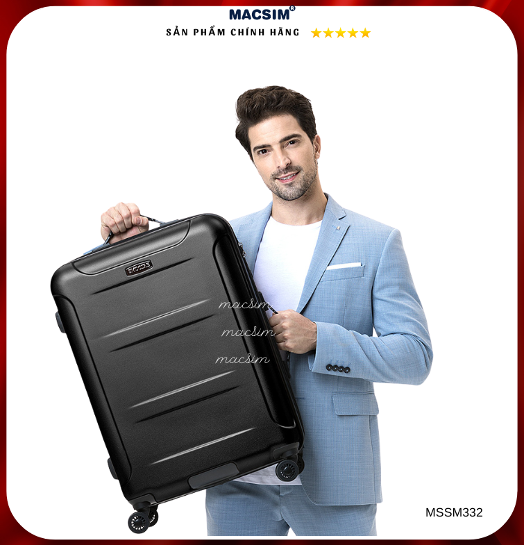 Vali cao cấp Macsim Smooire MSSM332 cỡ 24 inch màu đen - Hàng loại 1