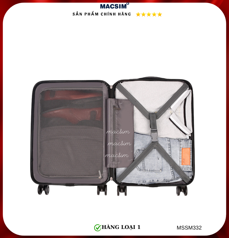 Vali cao cấp Macsim Smooire MSSM332 cỡ 24 inch màu đen - Hàng loại 1