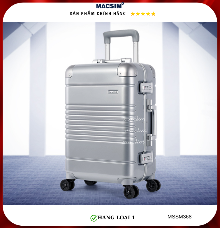 Vali cao cấp Macsim Smooire MSSM368cỡ 20 inch màu bạc - Hàng loại 1