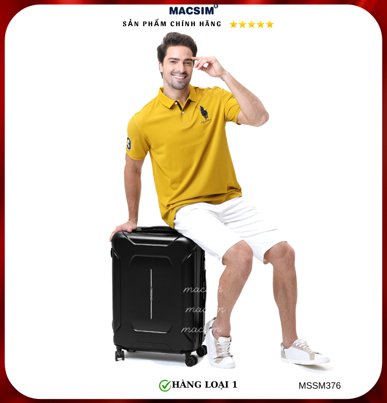 Vali cao cấp Macsim Smooire MSSM376 cỡ 20 inch và 24  màu đen - Hàng loại 1