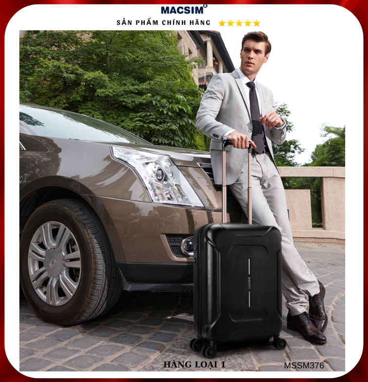 Vali cao cấp Macsim Smooire MSSM376 cỡ 20 inch và 24  màu đen - Hàng loại 1