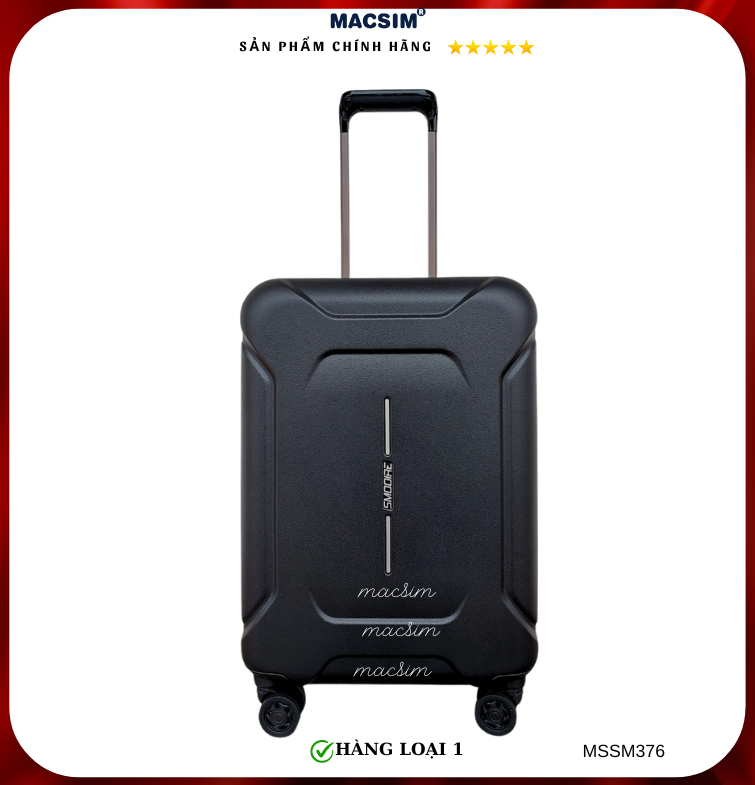 Vali cao cấp Macsim Smooire MSSM376 cỡ 20 inch và 24  màu đen - Hàng loại 1