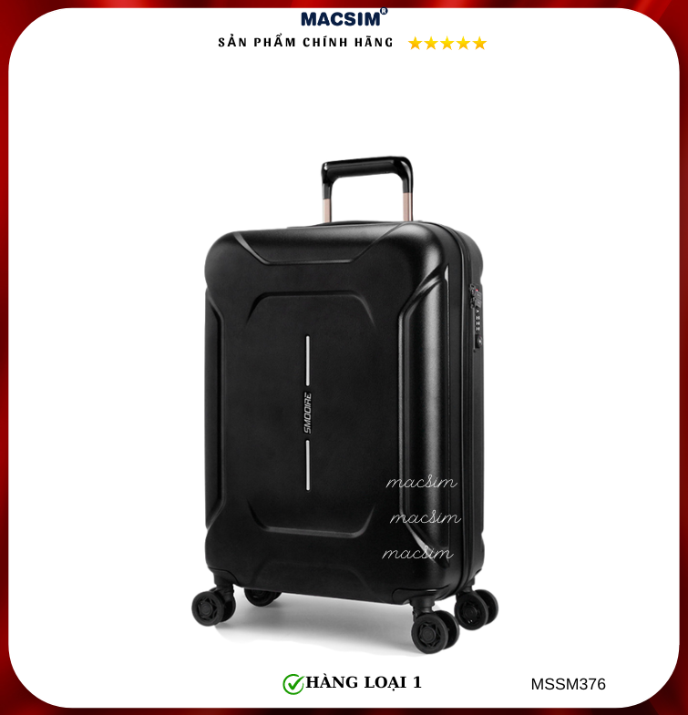 Vali cao cấp Macsim Smooire MSSM376 cỡ 20 inch và 24  màu đen - Hàng loại 1