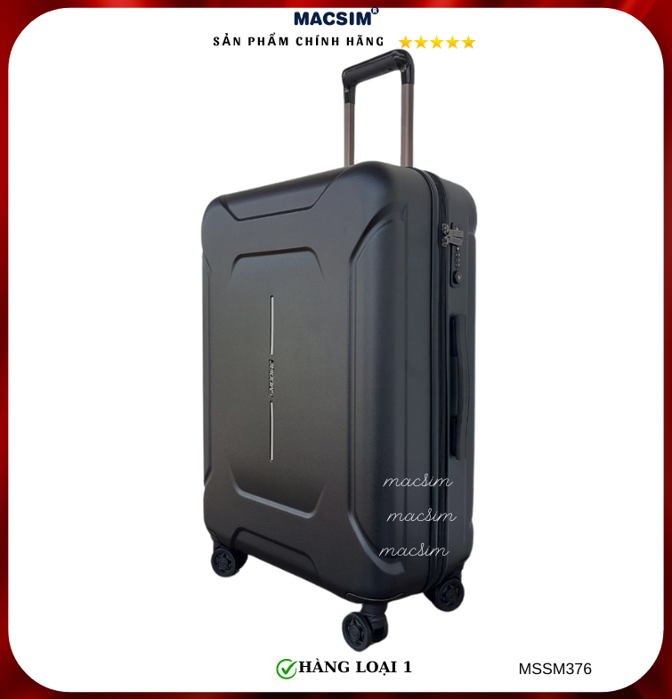 Vali cao cấp Macsim Smooire MSSM376 cỡ 20 inch và 24  màu đen - Hàng loại 1