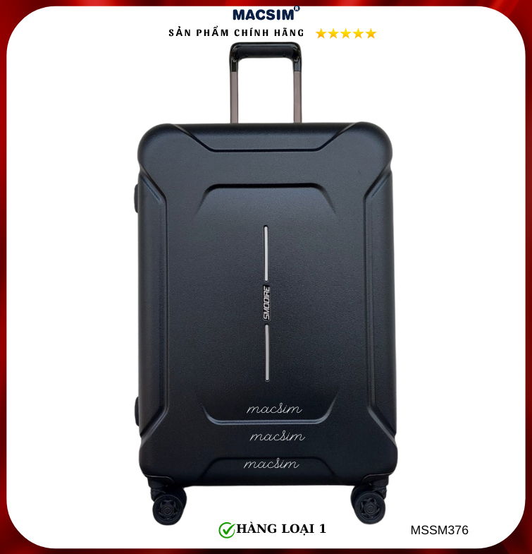 Vali cao cấp Macsim Smooire MSSM376 cỡ 20 inch và 24  màu đen - Hàng loại 1
