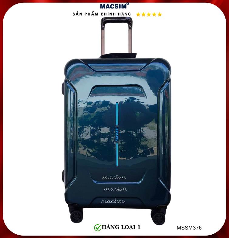 Vali cao cấp Macsim Smooire MSSM376 cỡ 20 inch / 24 inch màu shiny blue - Hàng loại 1