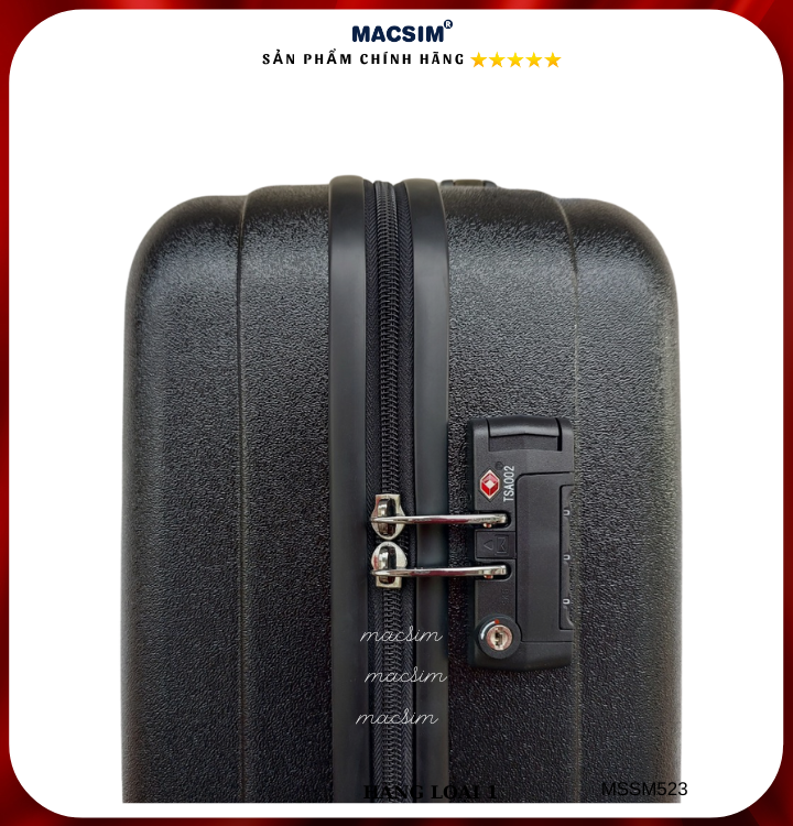 Vali cao cấp Macsim Smooire MSSM523 cỡ 20 inch màu đen - Hàng loại 1