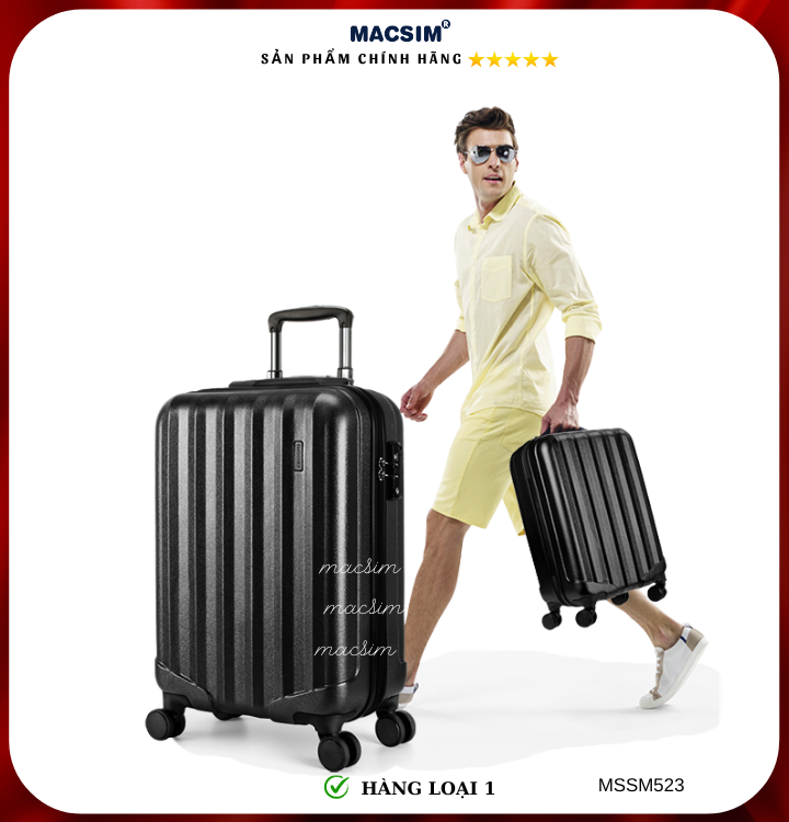 Vali cao cấp Macsim Smooire MSSM523 cỡ 20 inch màu đen - Hàng loại 1
