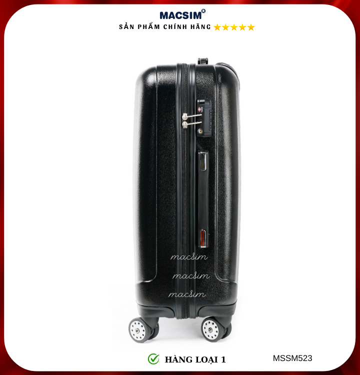 Vali cao cấp Macsim Smooire MSSM523 cỡ 20 inch màu đen - Hàng loại 1