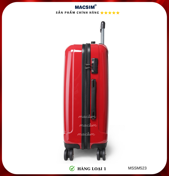Vali cao cấp Macsim Smooire MSSM523 cỡ 20 inch màu đỏ - Hàng loại 1