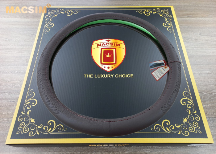 Bọc vô lăng cao cấp Macsim 8933 màu coffe chất liệu da thật - Khâu tay 100% size M
