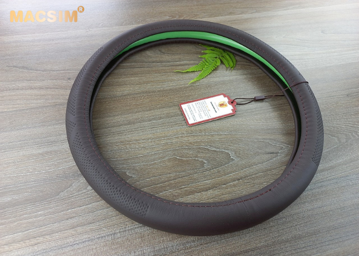 Bọc vô lăng cao cấp Macsim 8933 màu coffe chất liệu da thật - Khâu tay 100% size M