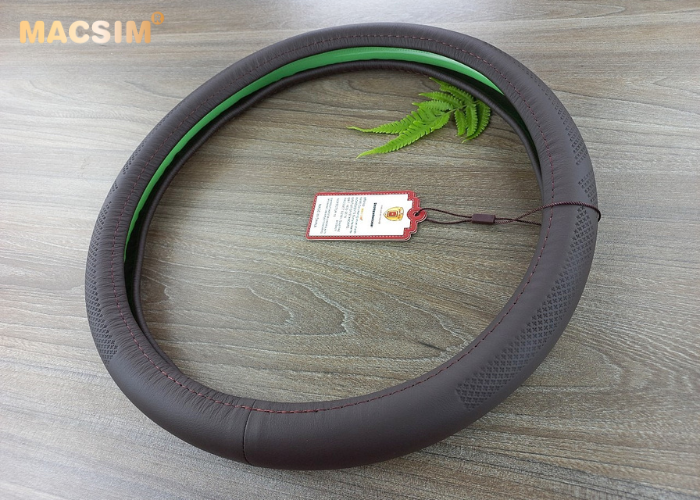 Bọc vô lăng cao cấp Macsim 8933 màu coffe chất liệu da thật - Khâu tay 100% size M