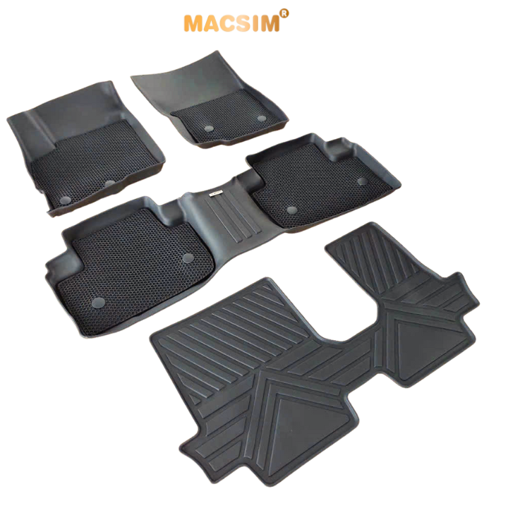 Thảm sd3 dạng lưới lục giác 2 lớp Mitsubishi Outlander 2013-2024 màu đen bề mặt cao su siêu sạch nhãn hiệu Macsim