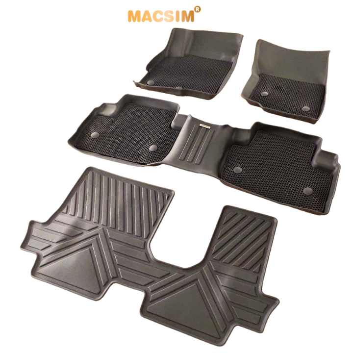 Thảm sd3 dạng lưới lục giác 2 lớp Mitsubishi Outlander 2013-2024 màu đen bề mặt cao su siêu sạch nhãn hiệu Macsim