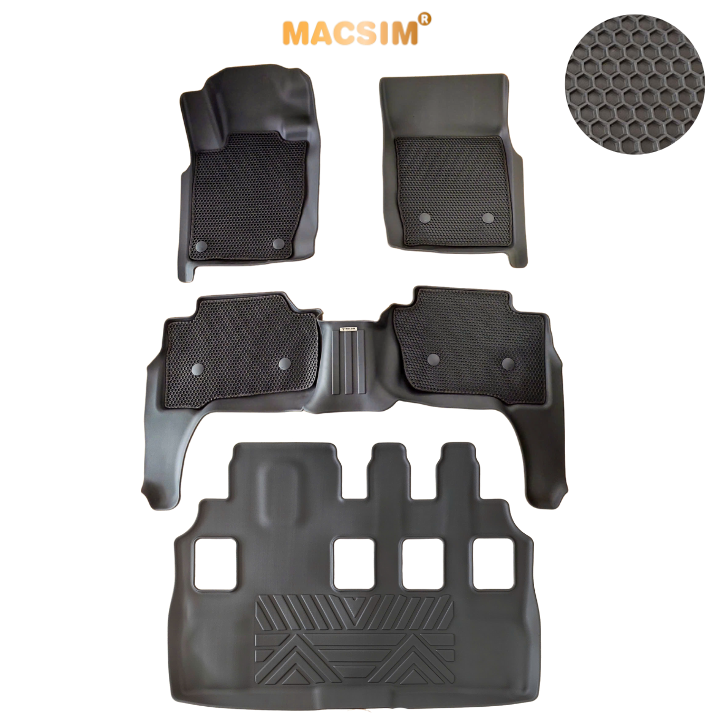Thảm lót sàn ô tô Mitsubishi Pajero sport 2011- nay chốt ngang  Macsim - cao su đen, chuẩn phom, dễ vệ sinh (Mã 03)