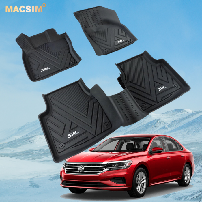 Thảm lót sàn xe ô tô Volkswagen Passat 2019 - nay  Nhãn hiệu Macsim 3W chất liệu nhựa TPE đúc khuôn cao cấp - màu đen