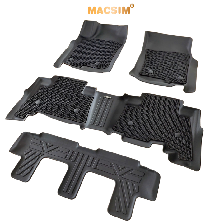 Thảm sd3 2 lớp dạng lưới lục giác màu đen Toyota Prado 2010-2023 bề mặt cao su siêu sạch nhãn hiệu Macsim