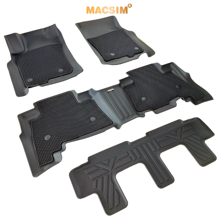 Thảm sd3 2 lớp dạng lưới lục giác màu đen Toyota Prado 2010-2023 bề mặt cao su siêu sạch nhãn hiệu Macsim