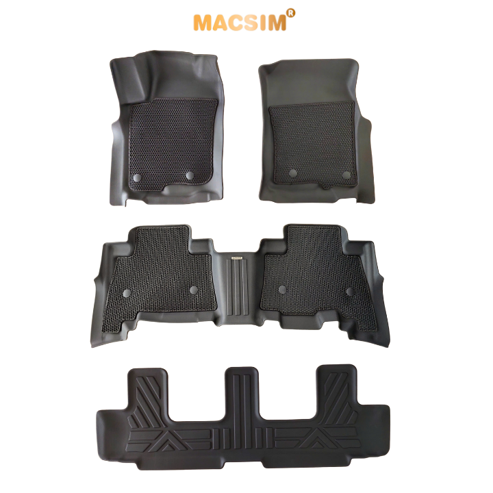 Thảm sd3 2 lớp dạng lưới lục giác màu đen Toyota Prado 2010-2023 bề mặt cao su siêu sạch nhãn hiệu Macsim