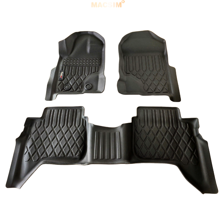 Thảm lót sàn xe ô tô sd Ford Ranger/ Ford Raptor 2012-2021 Nhãn hiệu Macsim chất liệu nhựa TPE cao cấp màu đen