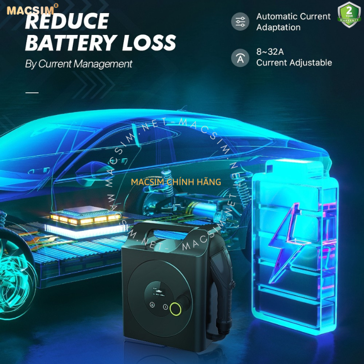 Sạc ô tô điện Audi E-tron ev - Sạc di động cao cấp  3,68KW (6-16A) chính hãng Macsim