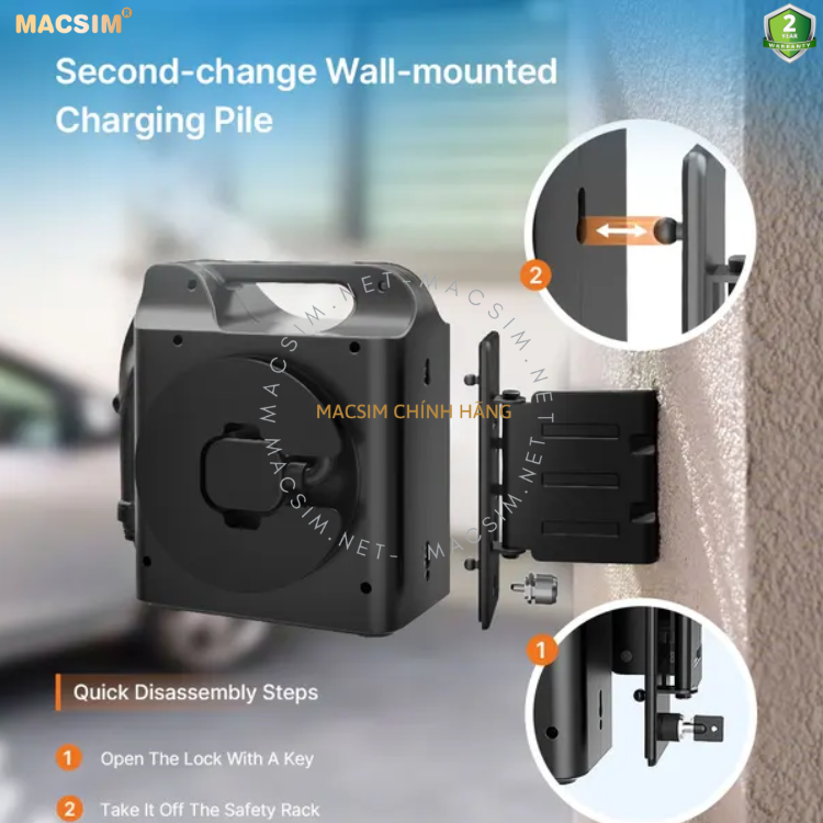 Sạc di động cao cấp ô tô điện 3,68KW (6-16A) chính hãng Macsim
