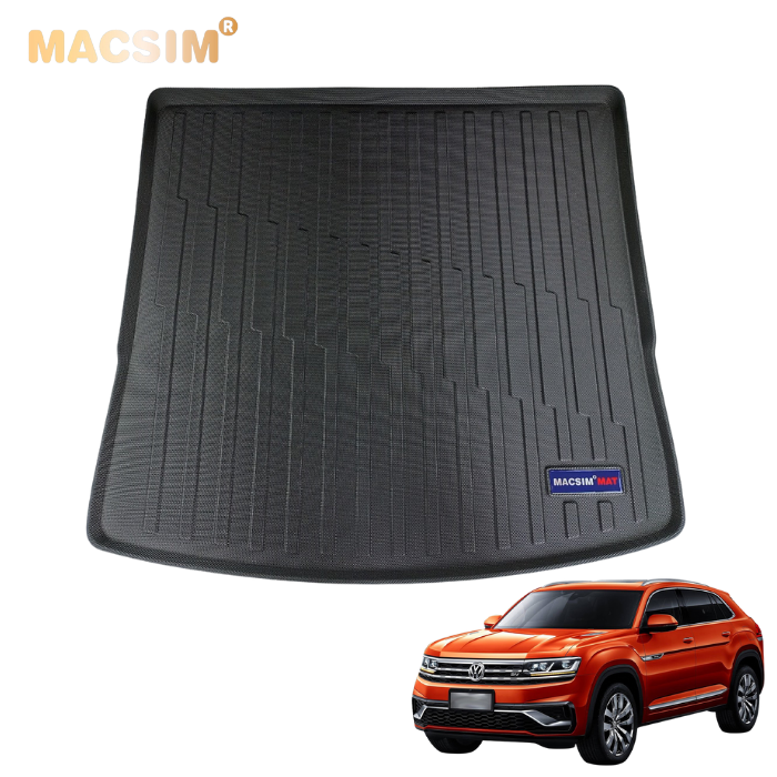 Thảm lót cốp xe ô tô Volkwagen Teramont 2018 - tới nay Nhãn hiệu Macsim chất liệu TPV cao cấp màu đen.