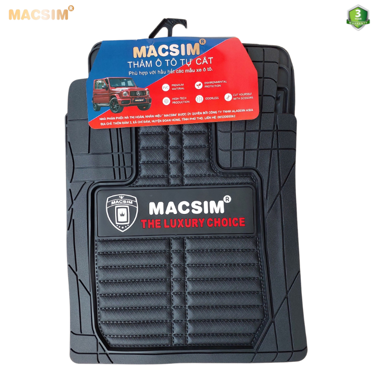Thảm lót sàn ô tô phổ quát/ tự cắt Macsim màu đen