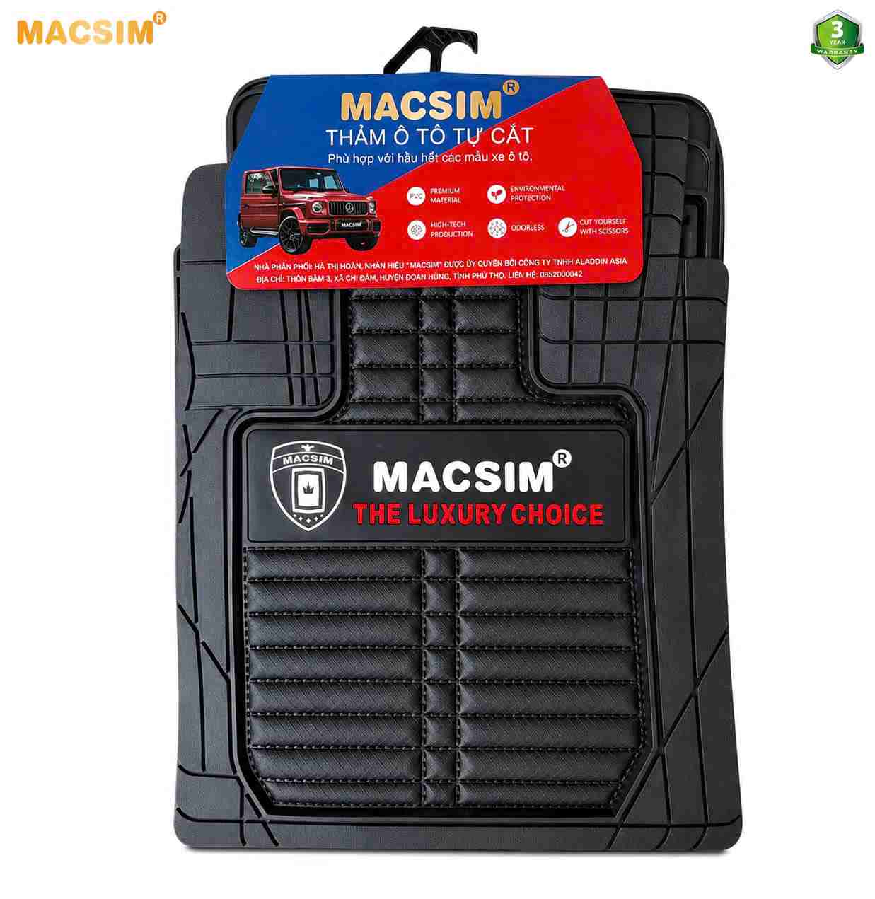 Thảm lót sàn ô tô phổ quát/ tự cắt Macsim màu đen