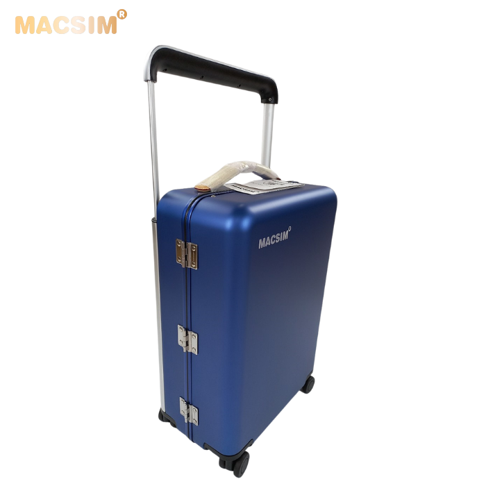 Vali tay kéo cao cấp chất liệu hợp kim nhôm nguyên khối MS1403 nhãn hiệu Macsim màu xanh Blue
