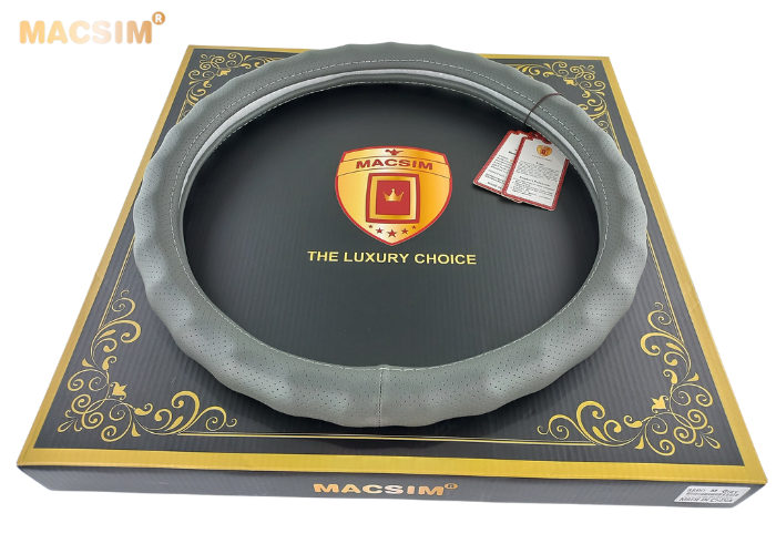 Bọc vô lăng cao cấp Macsim mã 8890 màu ghi xám - Chất liệu da thật 100%, khâu tay thủ công size M