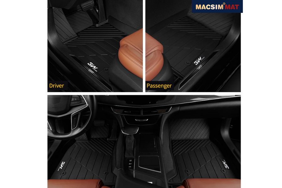 Thảm lót sàn xe ô tô  Cadillac CT6 2015- đến nay nhãn hiệu Macsim 3W - chất liệu nhựa TPE đúc khuôn cao cấp - màu đen