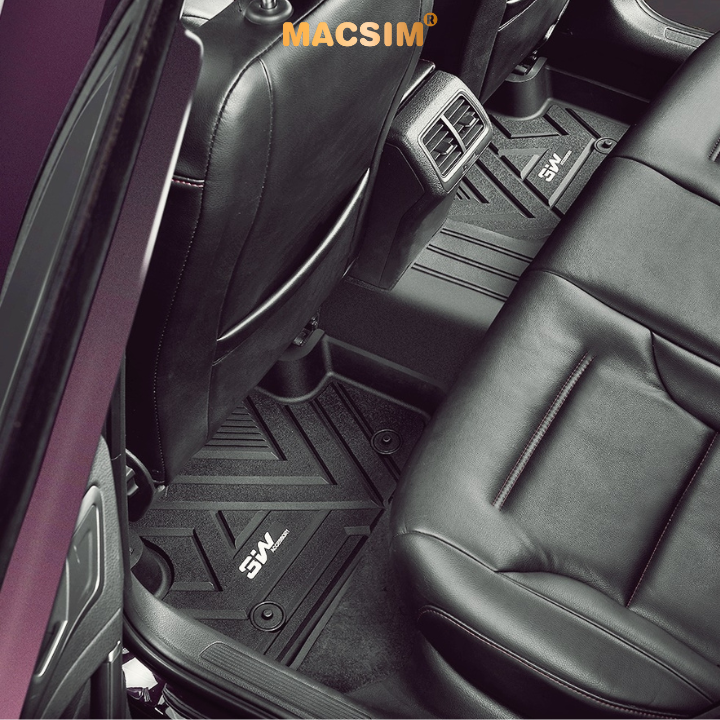 Thảm lót sàn xe ô tô Volkswagen Teramont X Nhãn hiệu Macsim 3W chất liệu nhựa TPE đúc khuôn cao cấp - màu đen