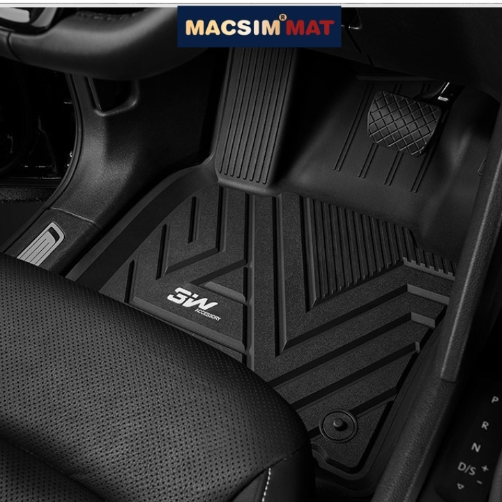 Thảm lót sàn xe ô tô Volkswagen Teramont X Nhãn hiệu Macsim 3W chất liệu nhựa TPE đúc khuôn cao cấp - màu đen