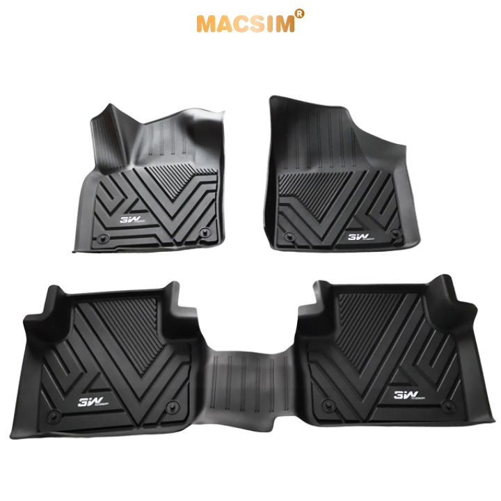 Thảm lót sàn xe ô tô Volkswagen Teramont X Nhãn hiệu Macsim 3W chất liệu nhựa TPE đúc khuôn cao cấp - màu đen