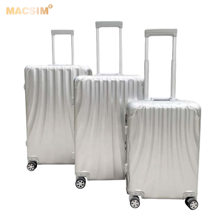 Vali tay kéo thời trang cao cấp chất liệu hợp kim nhôm nguyên khối MS1307 nhãn hiệu Macsim màu Silver cỡ 28inches