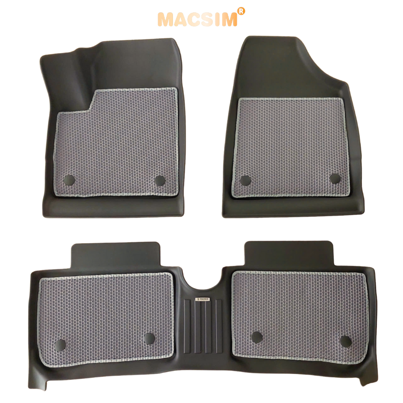 Thảm lót sàn ô tô sd3 dạng lưới lục giác 2 lớp Vinfast Herio Green (màu ghi)  bề mặt cao su siêu sạch nhãn hiệu Macsim