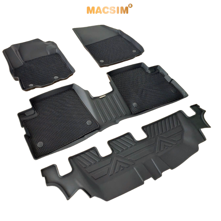 Thảm sd3 dạng lưới lục giác 2 lớp Mitsubishi Xpander (màu đen)  bề mặt cao su siêu sạch nhãn hiệu Macsim