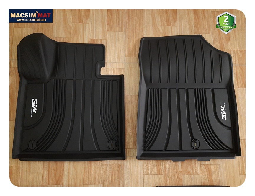 Thảm lót sàn xe ô tô  Hyundai SantaFe 2019-đến nay Nhãn hiệu Macsim 3W chất liệu nhựa TPE đúc khuôn cao cấp - màu đen