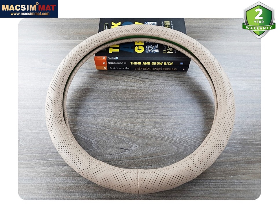 Bọc vô lăng mã 8932 màu be - Chất liệu da thật - Khâu tay 100% size M