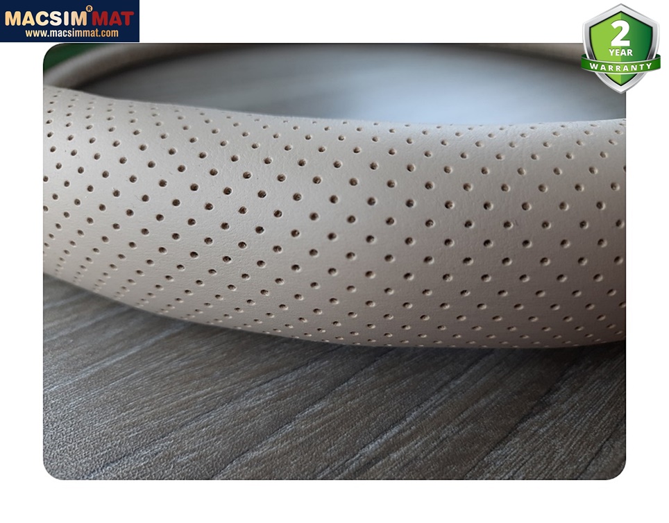 Bọc vô lăng mã 8932 màu be - Chất liệu da thật - Khâu tay 100% size M