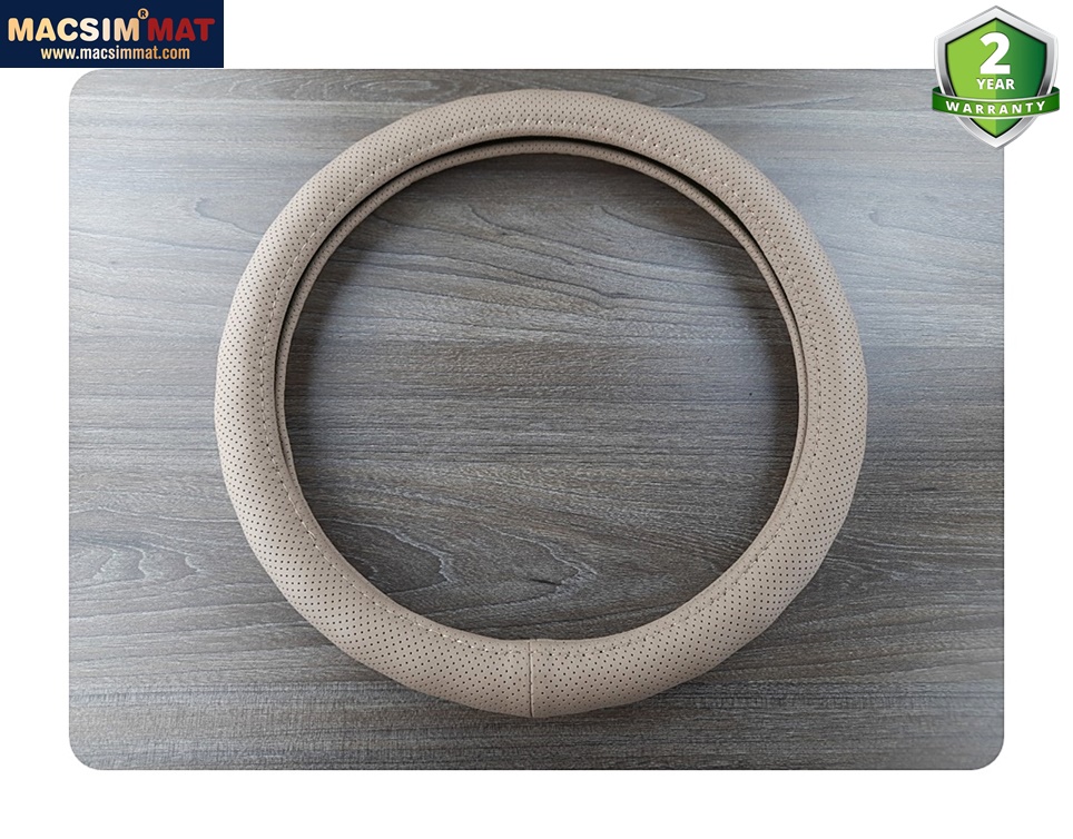 Bọc vô lăng cao cấp Macsim mã 8932 màu be - Chất liệu da thật 100%, khâu tay thủ công size M phù hợp các loại xe