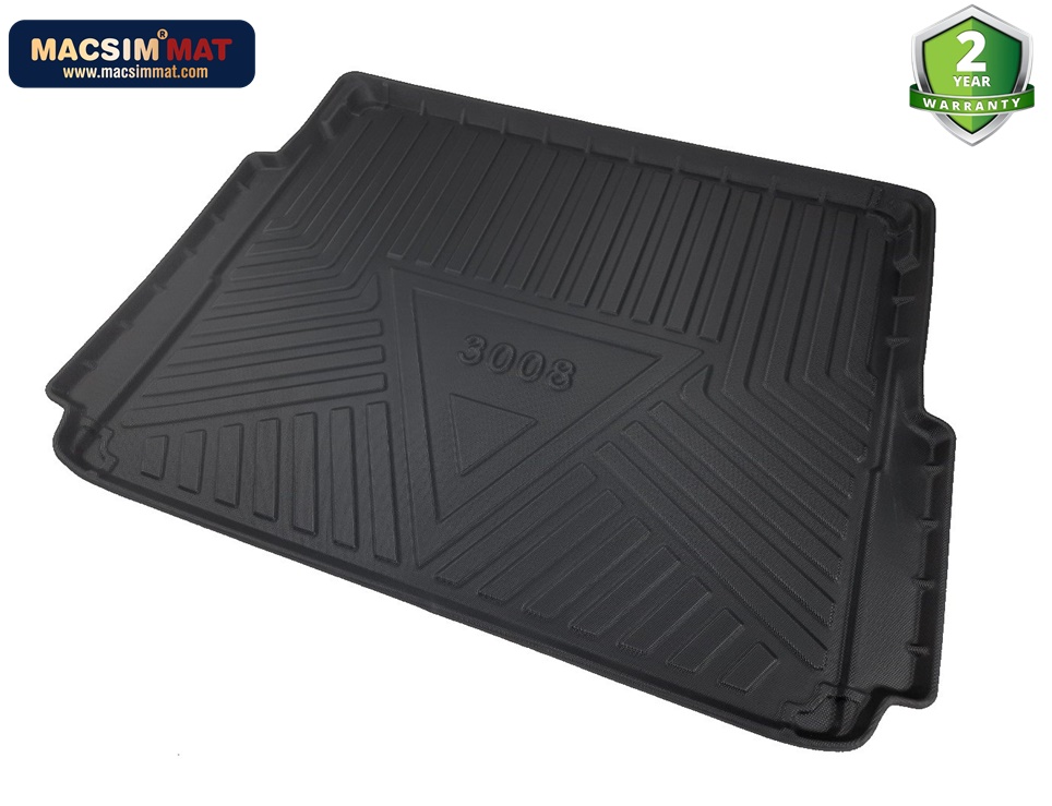 Thảm lót cốp hn xe ô tô Peugeot 3008 2017- nay nhãn hiệu Macsim chất liệu TPV cao cấp 348 màu đen