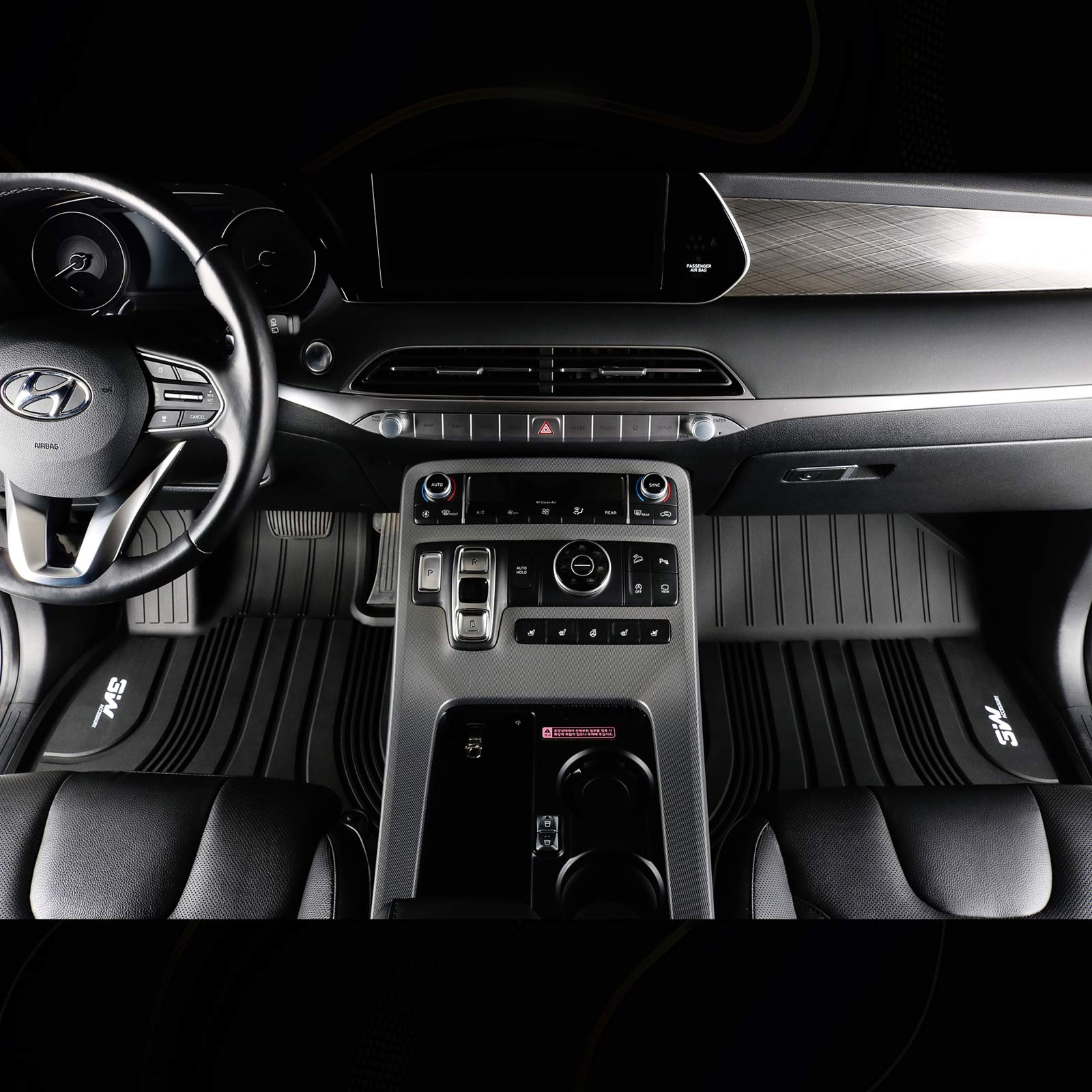 Thảm lót sàn xe ô tô  Hyundai Palisade  Nhãn hiệu Macsim 3W chất liệu nhựa TPE đúc khuôn cao cấp - màu đen