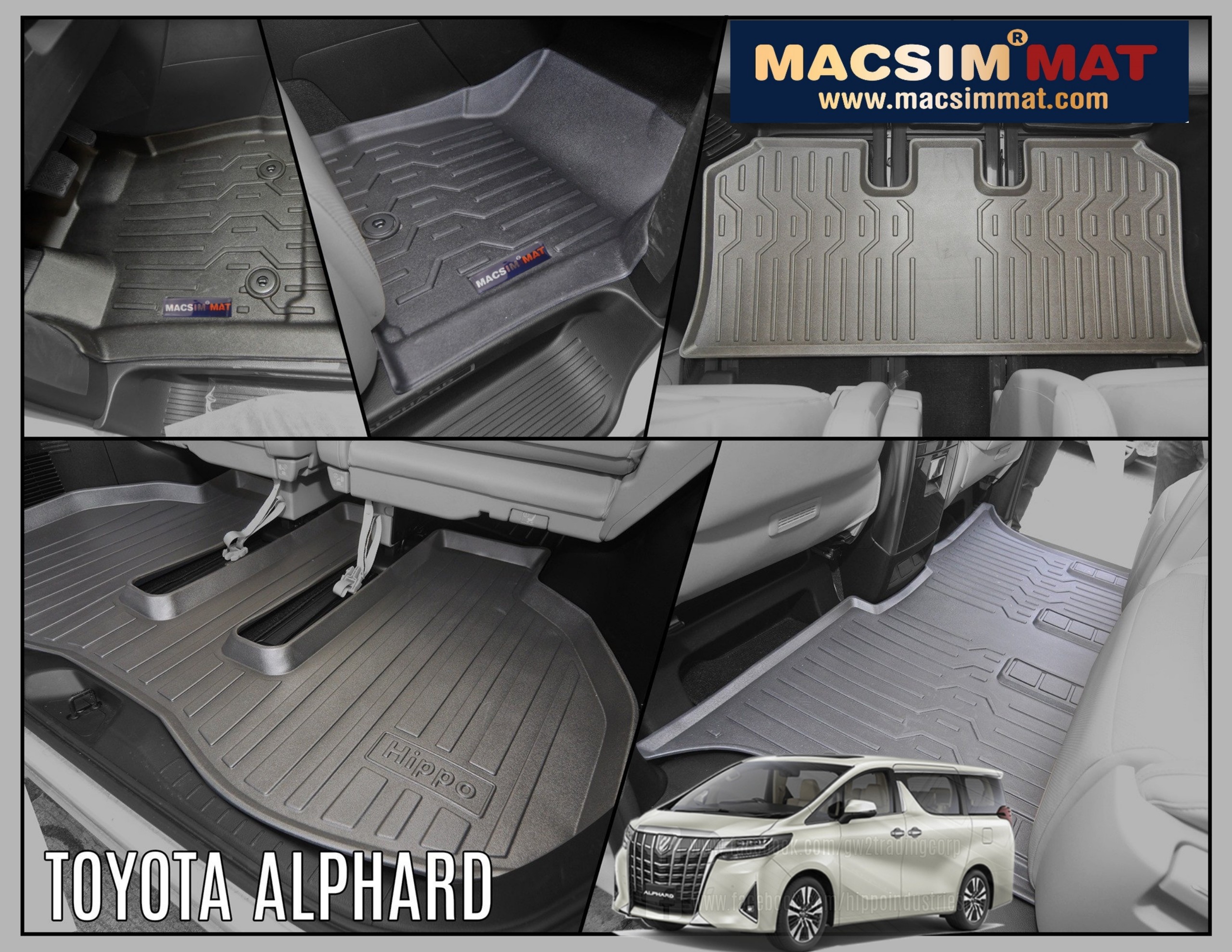 Thảm lót sàn xe ô tô Toyota  Alphard - Nhãn hiệu Macsim chất liệu nhựa TPV cao cấp màu đen(FDW-024) - 3 hàng ghế