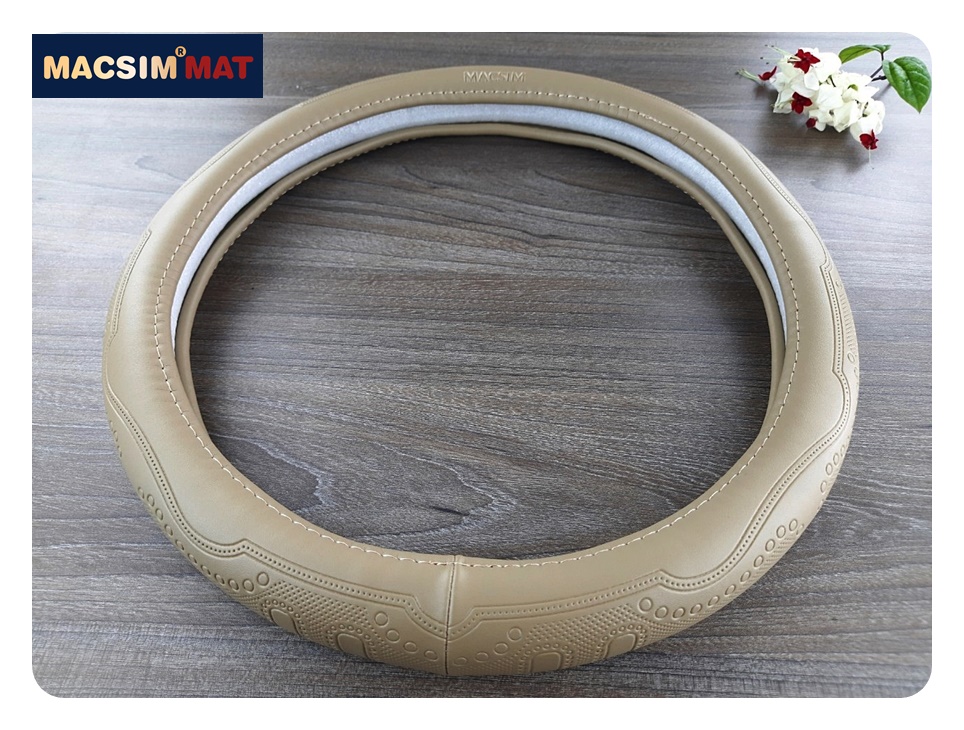 Bọc vô lăng cao cấp Macsim mã L611 chất liệu da thật - Khâu tay 100% size M màu be