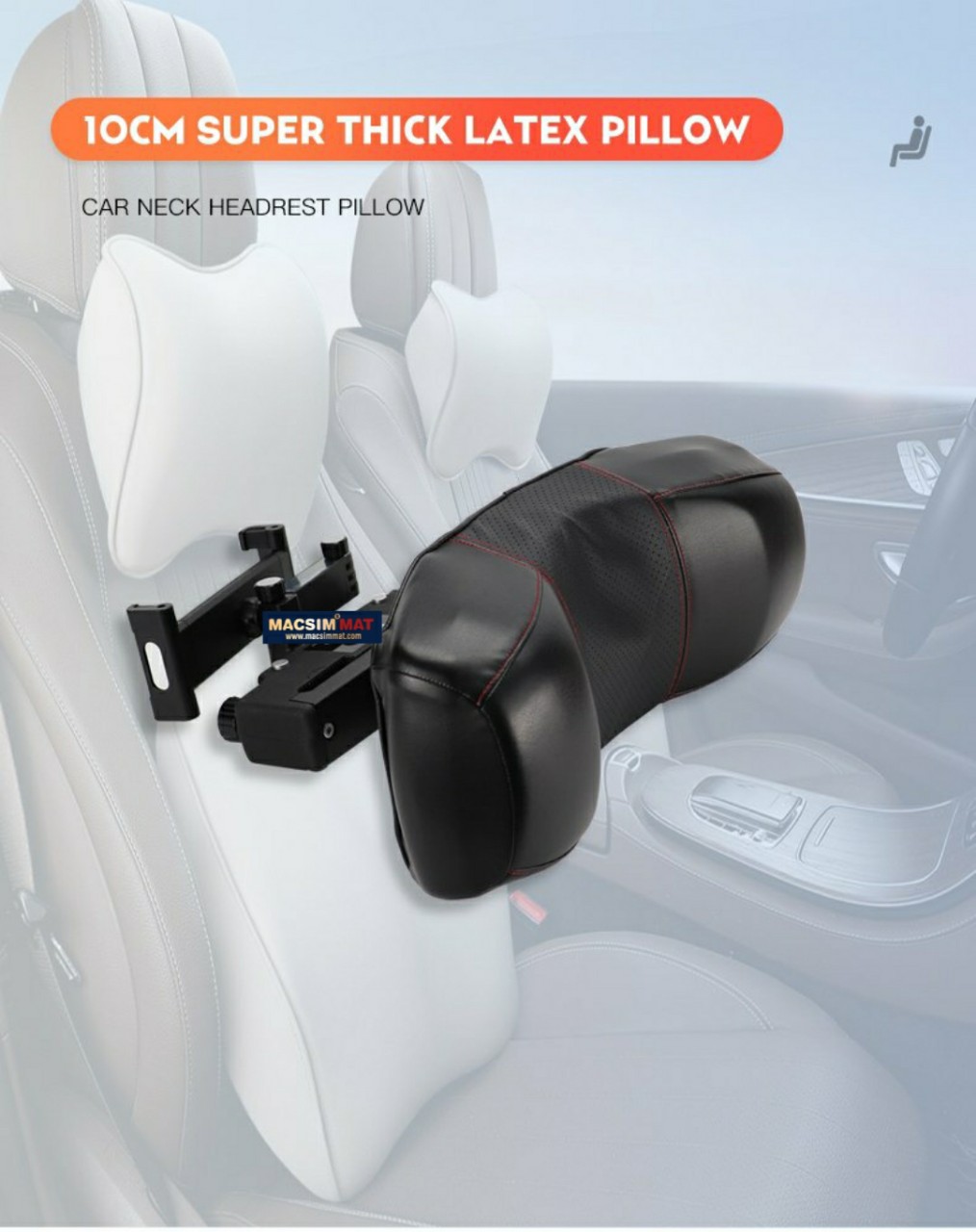 Gối tựa đầu ô tô cao cấp nhãn hiệu Macsim CHP03B màu đen