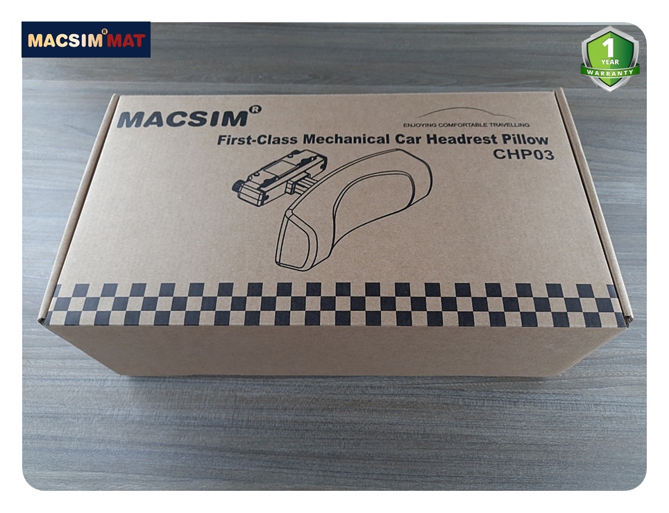 Gối tựa đầu ô tô cao cấp nhãn hiệu Macsim tích hợp giá treo điện thoại mã CHP03A màu đen